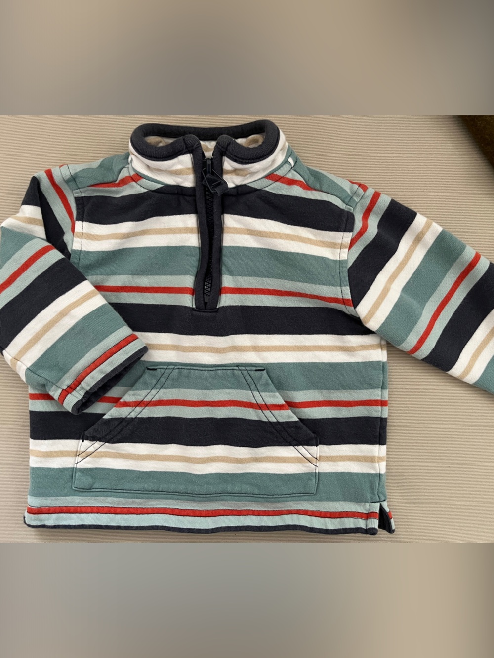 Janie and Jack Boys Striped Half-Zip Pullover